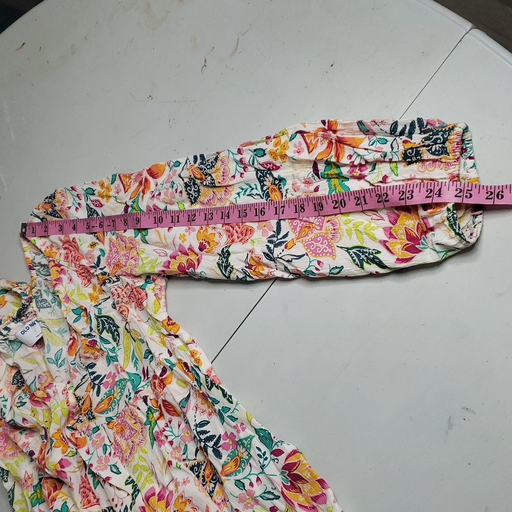 Old Navy Womens Babydoll Tropical Print Blouse Top Size L Travel Bohemian Vacay - Picture 13 of 16